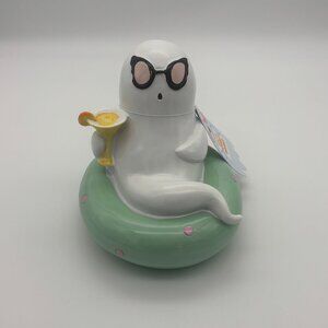 Here For Spooky Summer Ghost on Pool Float Martini Decor 5"x5" SUMMERWEEN NEW